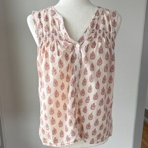 Lucky Brand Blush and Cream Leaf Pattern Blouse